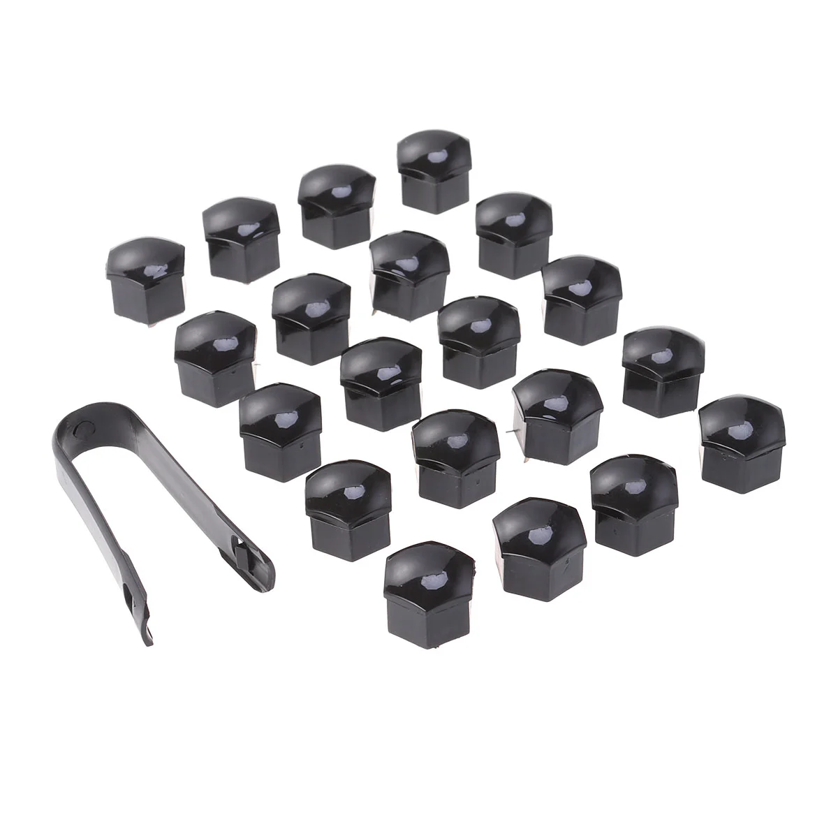 

21 in 1 Hexagonal Wheel Lug Nut Covers Bolts Covers Screw Protect Caps 17mm with Clips (Black)