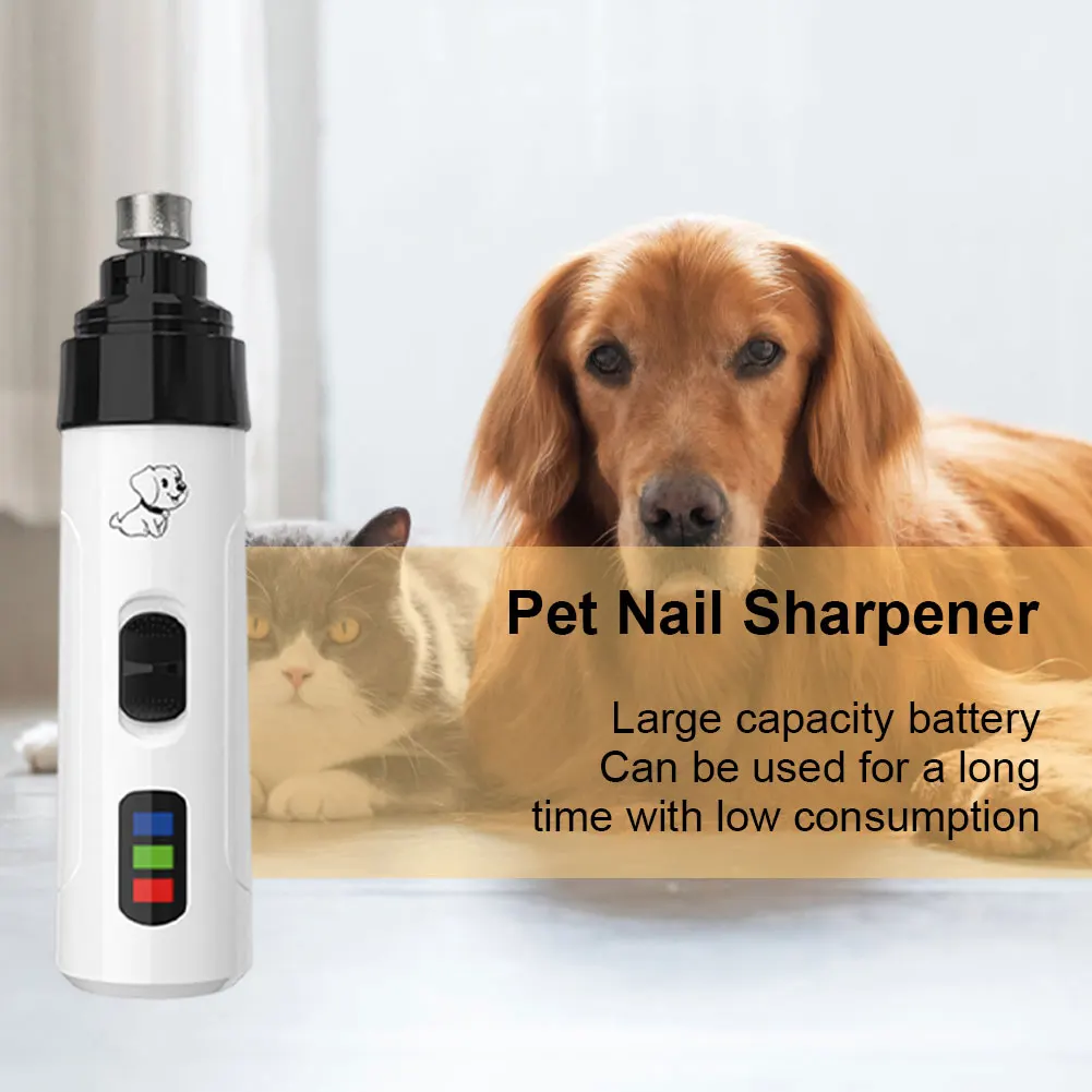 Electric Pet Nail Grinder USB Rechargeable LED Light Cat Dogs Nail Clipper Suitable Paws Cutter Grooming Trimmer Pet Supply