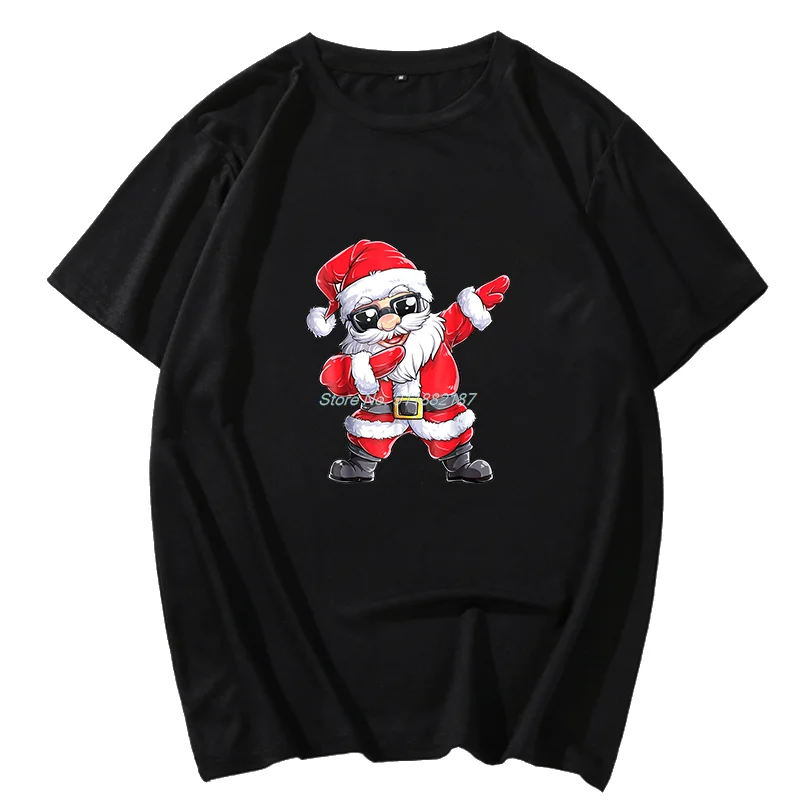 

Dabbing Santa Claus Christmas T-Shirt Funny Unisex Black & White T-Shirt Short Sleeve Casual O-neck T-shirt Summer Men clothing