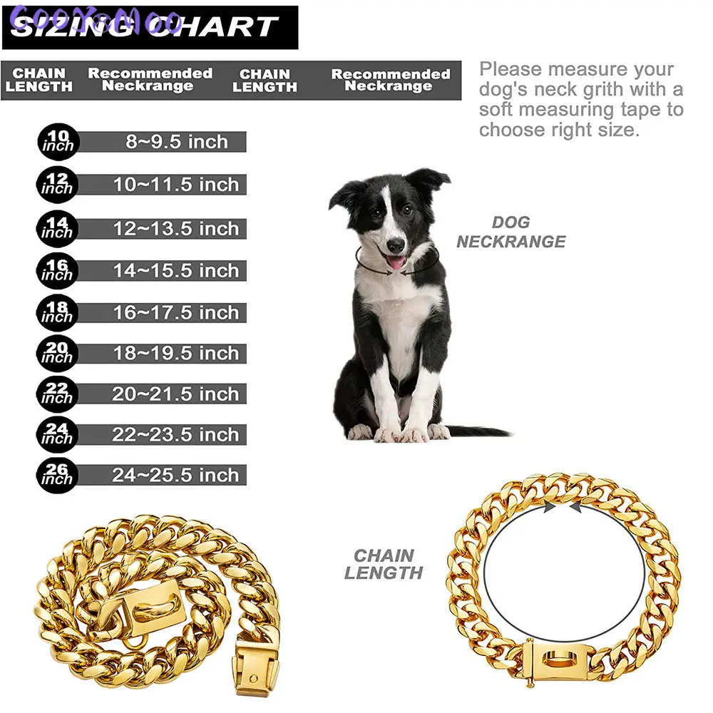 Gold Color Fashion 15MM Adjustable Dog Collar Metal Choke Chain with Carved  Safety Buckle Lock Collar Pet Gift Collar for Dogs - AliExpress