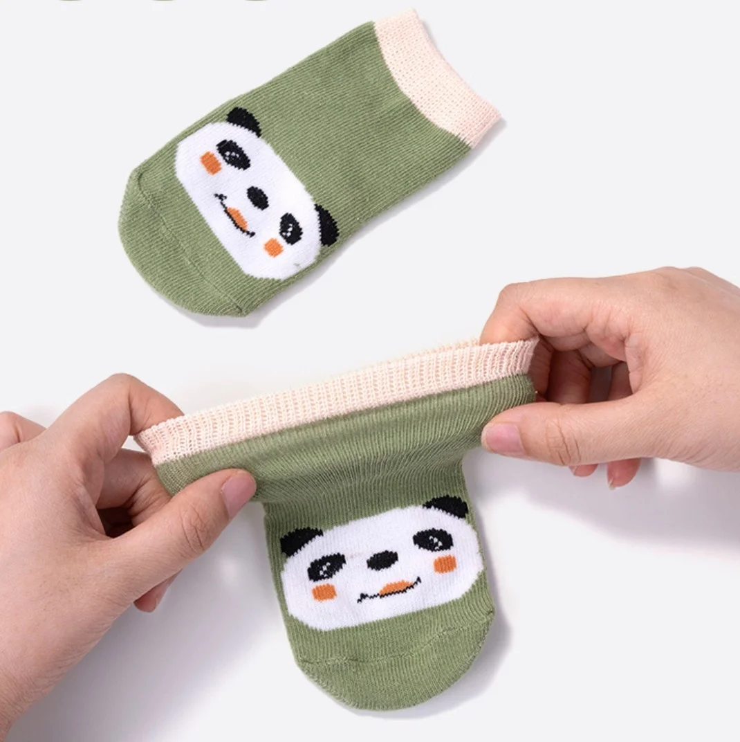 6 Pairs Kids Socks Cartoon Animal Pattern Cotton Non-Slip Floor Socks for Boys Toddler All-Season