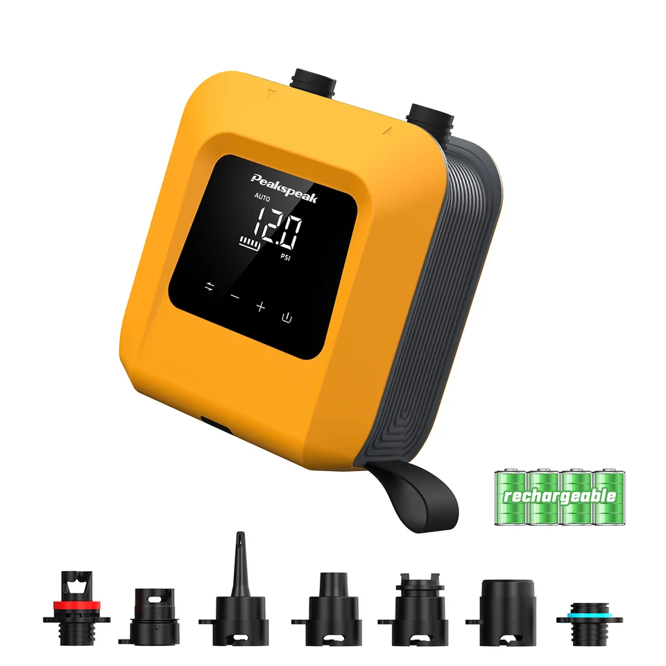 Pompa Ad Aria Elettrica Portatile 8000mAh Con 6 Ugelli, 20PSI Max, Gonfia Materassi, Barche, Paddle E Piscine, Con Torcia LED E Power Bank