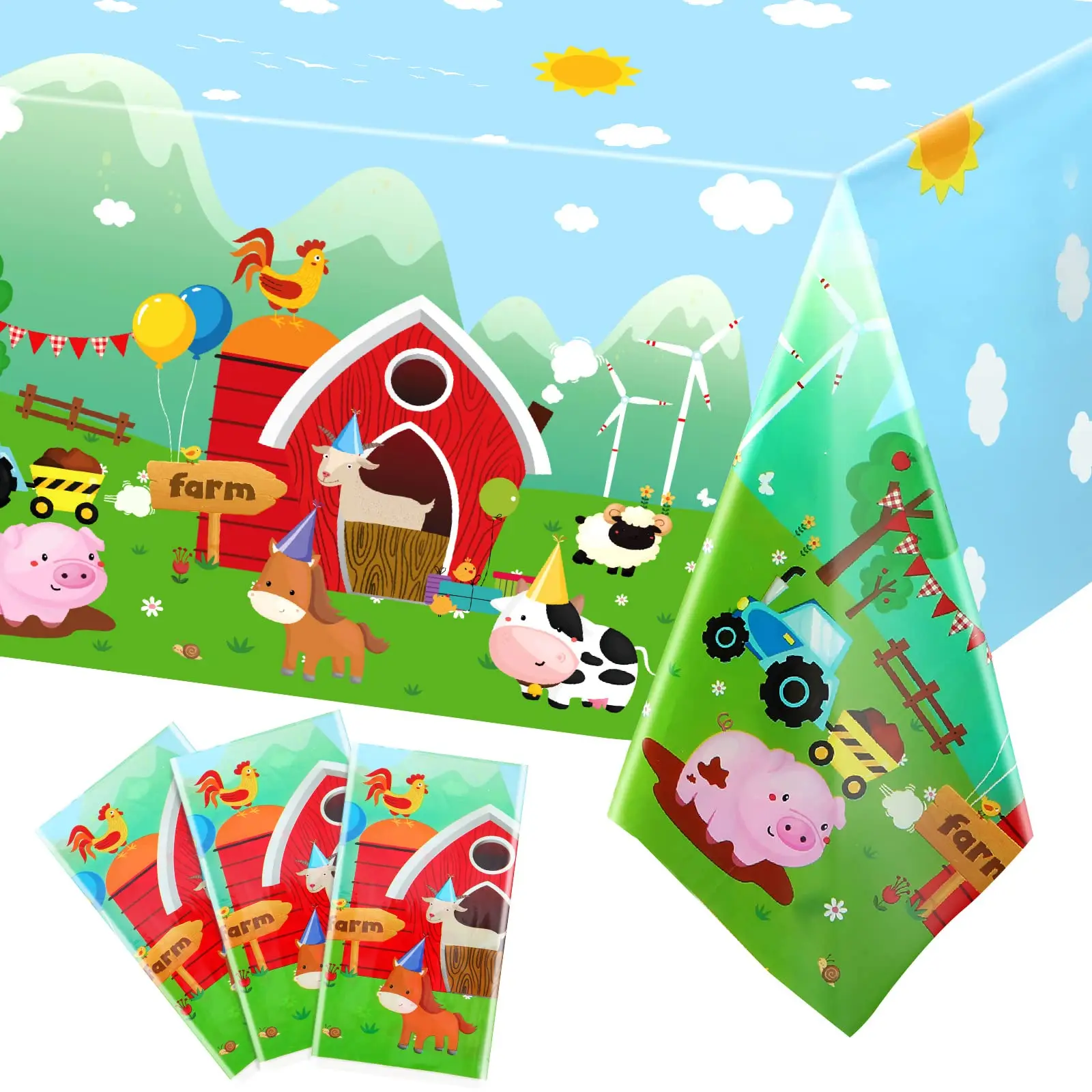 Farm Disposable TableCloth Plastic Table Cover Baby Shower Boys Girls