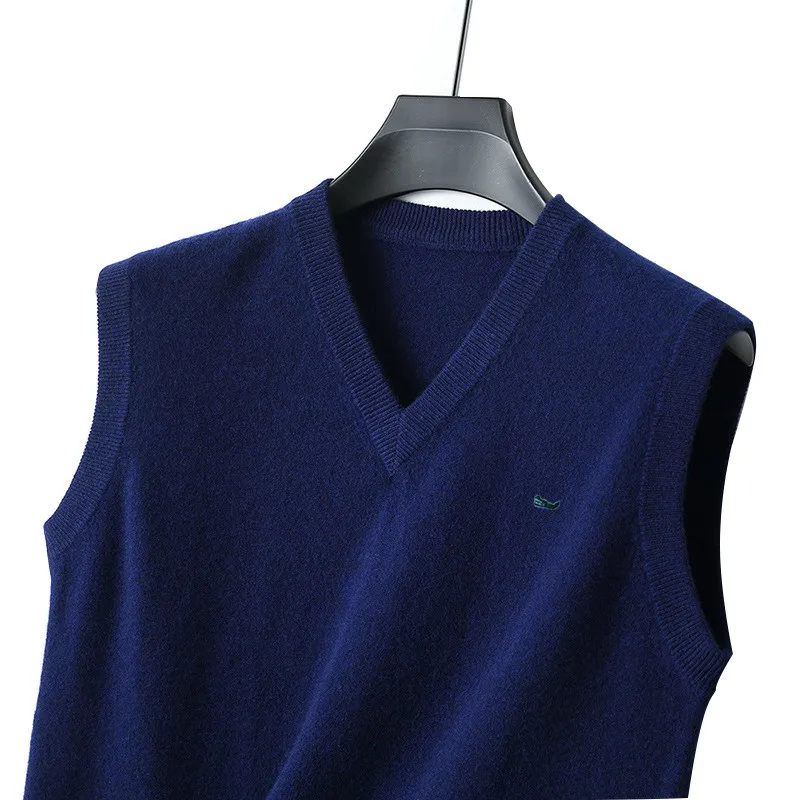 Cashmere Blend Men's Knit Sleeveless Golf Oversize Vest Sweater Winter Clothes Korean Dongdaemun V-neck Male Jersey Luxury Men Sweater Vests,Mens Knitted Vest