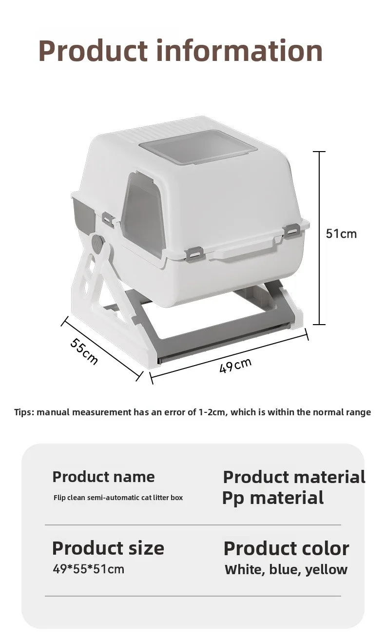 Lettiera per Gatti Semi-automatica Chiusa, Extra Large, Anti-Schizzo, Senza Bisogno di Spazzolare le Feci, Speciale Toilette per Animali Domestici - immagine 5