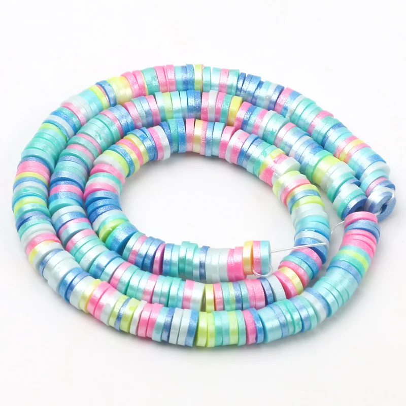 6mm ABS Flache Runde Ton Disk Spacer Perlen Heishi Polymer Clay Perlen für Schmuck Machen DIY Handgemachte Armbänder Zubehör 350 stücke – Detail 15