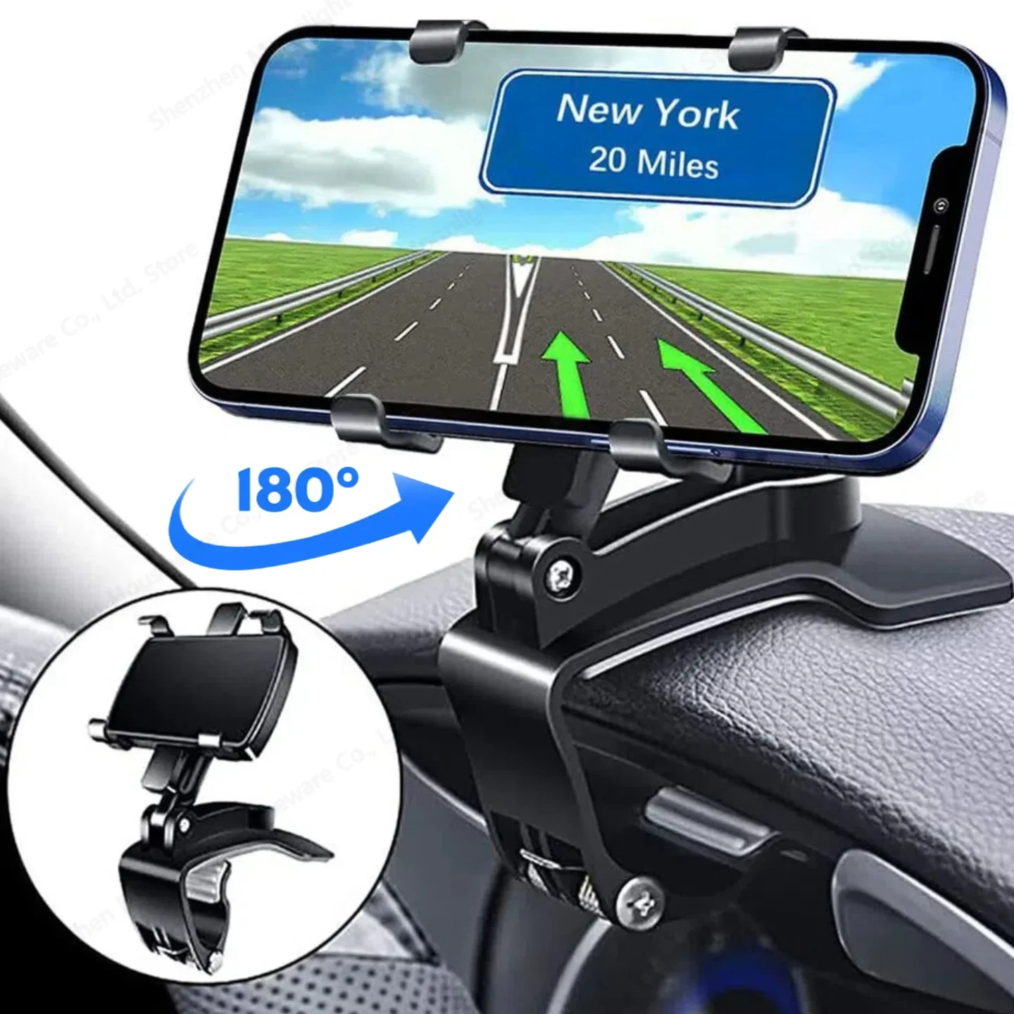 360 Degree Rotation Car Phone Holder Stand Universal Car Dashboard Clip Mount GPS Bracket For iPhone Samsung Xiaomi Huawei Phone