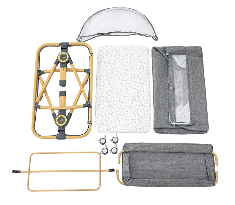 Baby Crib 3 in 1 Baby bed Portable Foldable Adjustable Height Rotatable Wheels Shaker Bassinet With Mosquito Net for Newborn S89f3001e3499469bacf1acac93a4f670u