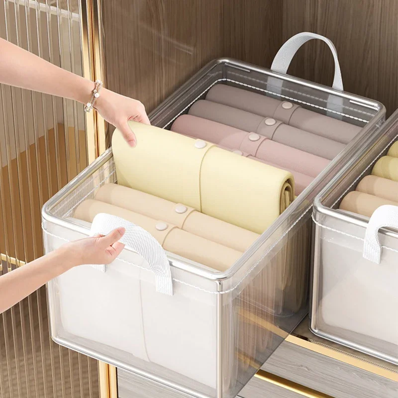 Foldable Clothes Storage Box Home Wardrobe Layering Artifact Clothes Pants Sorting Box Drawer Style Folding Storage Box Basket