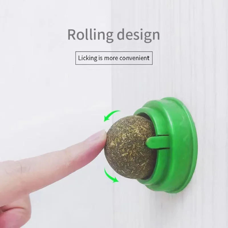 Pet Toys Cat Wall Stick-on Ball Toy Scratchers Treats Cat Grass Snack