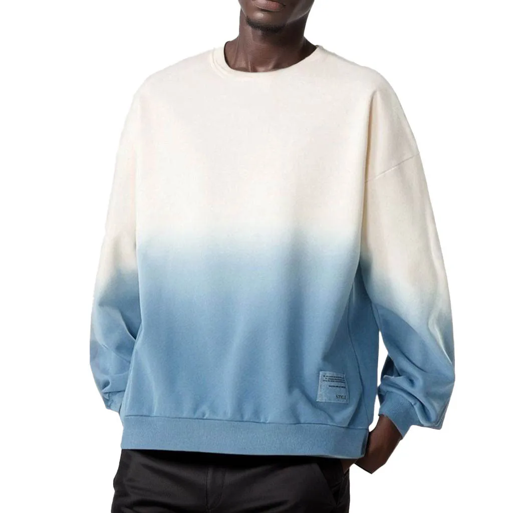 

Толстовка Crewneck для мужчин, мужская толстовка с градиентным переходом цвета, Повседневная Свободная мужская одежда с длинными рукавами на осень и весну