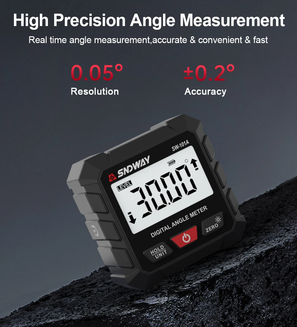 SNDWAY Digital Inclinometer High Precision Electronic Angle Ruler Portable Level