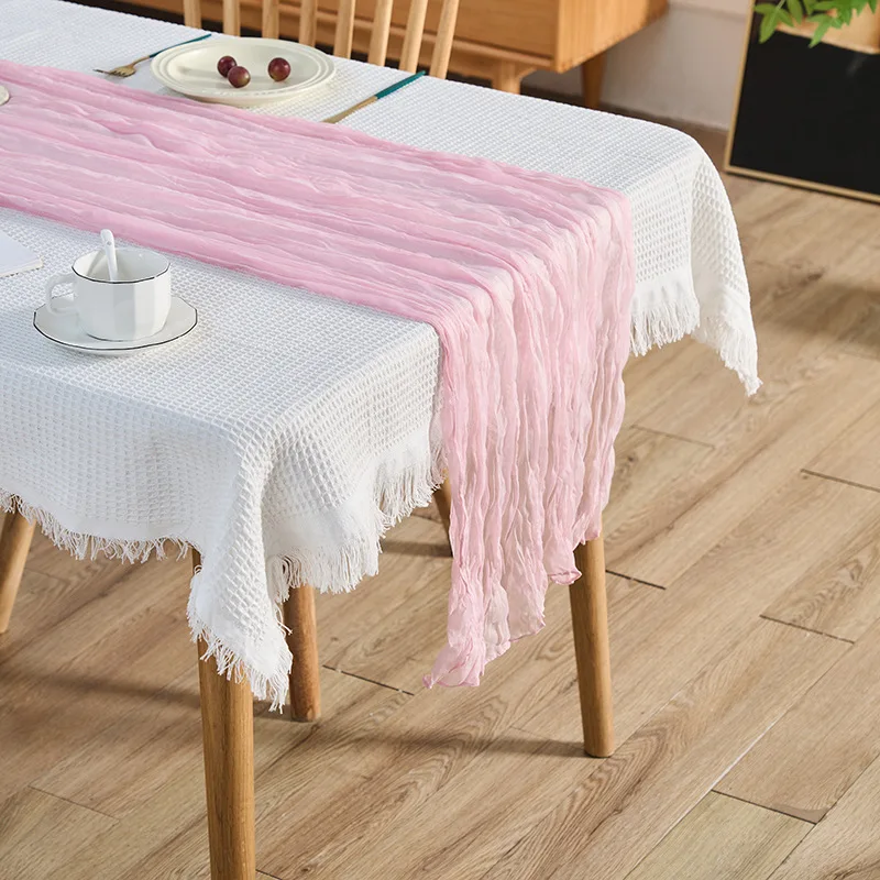 Semi-Sheer Gauze Table Runner Sage Cheesecloth Table Setting Dining Vintage Wedding Party Christmas Banquets Arches Cake Decor