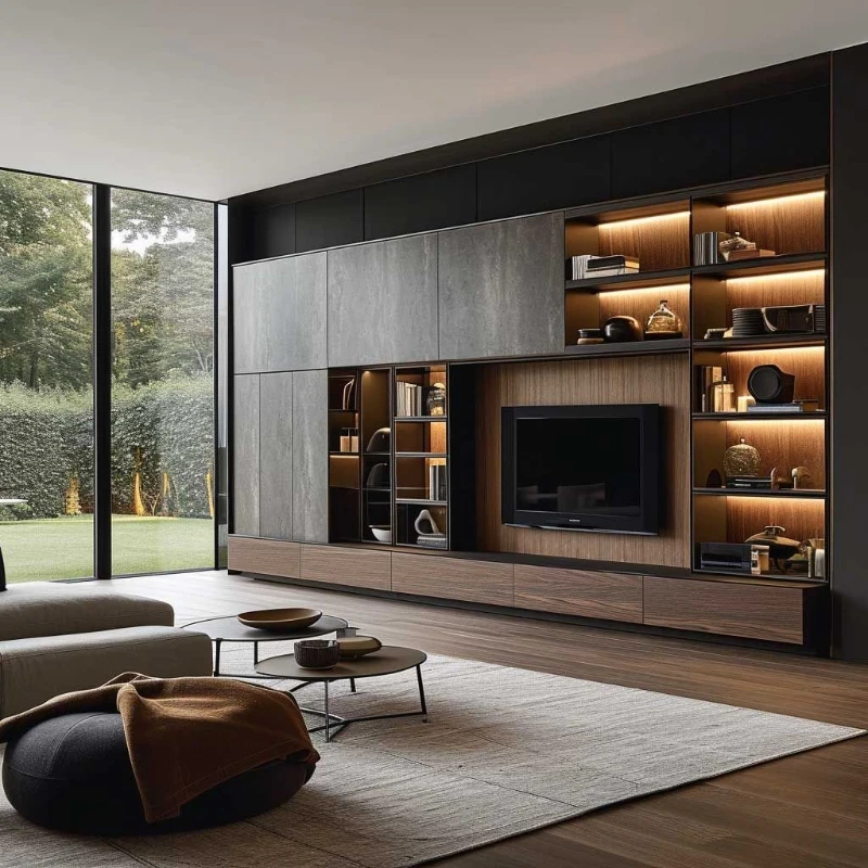 Living Room Cabinet Furniture Floating Wall Mounted Wooden TV Cabinet Luxury TV Stand With Extra Storage