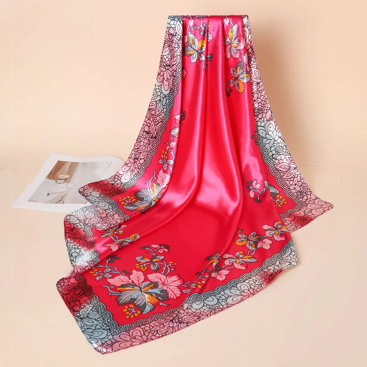 90CM Women Scarf Luxury Brand Summer Fashion Print Sunscreen Shawl Beach Cover Up Head Wrap Accessories Kerchief for Female