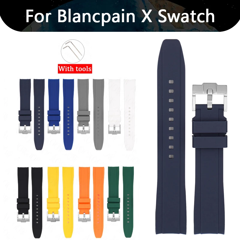 Cinturino In Silicone Con Interfaccia Curva Per Swatch X Blancpain Fixty Fathoms 22Mm Uomo Donna Diving Sport Cinturino In Gomma Impermeabile