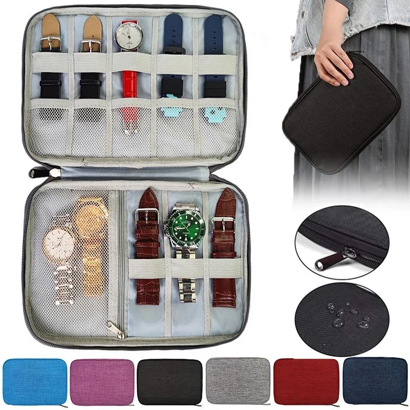 Nylon Waterproof Watch Bands Storage Bag Portable Electronics Travel Straps Carrying Case Pouch watchband storage bag