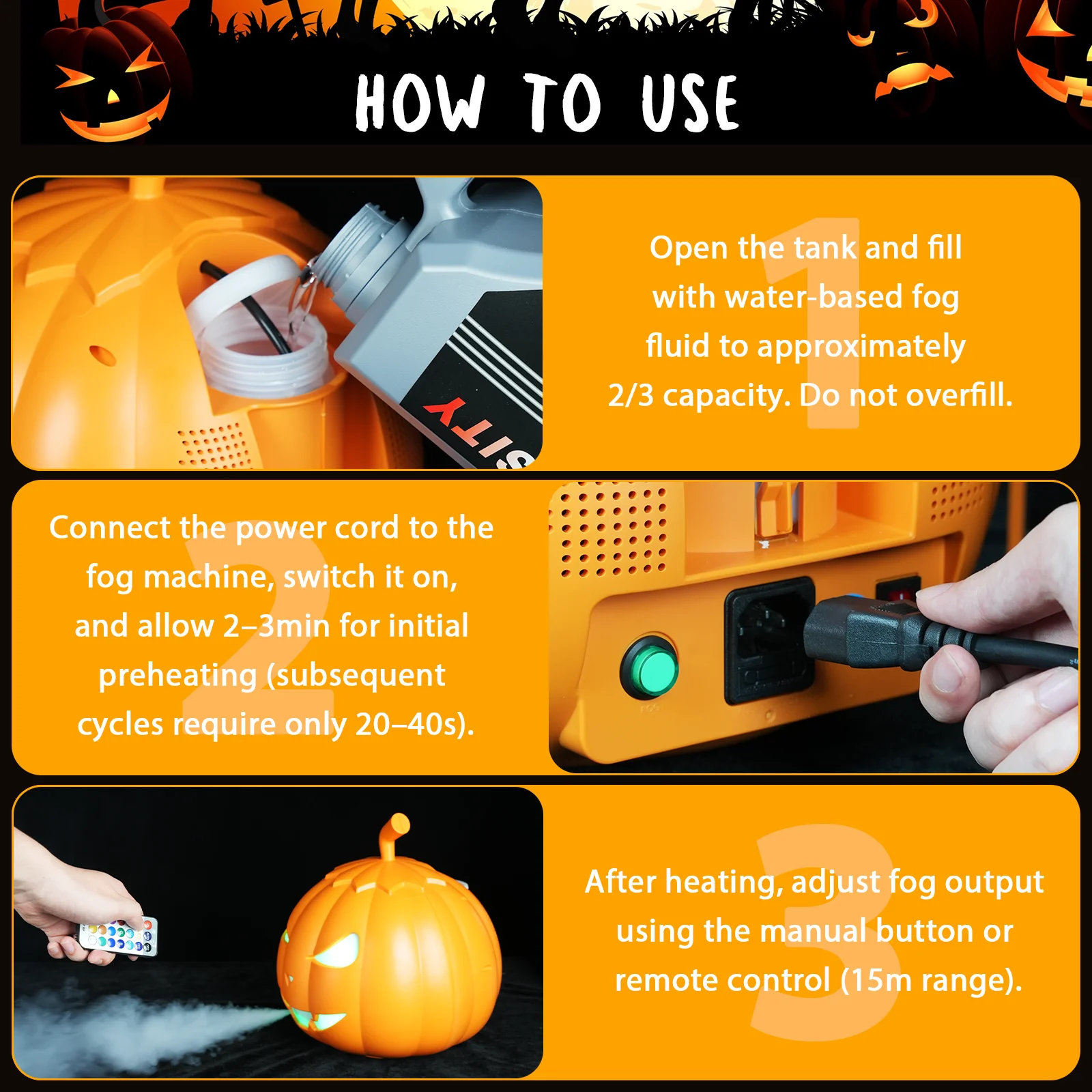U’King RGB Pumpkin Fog Machine 5