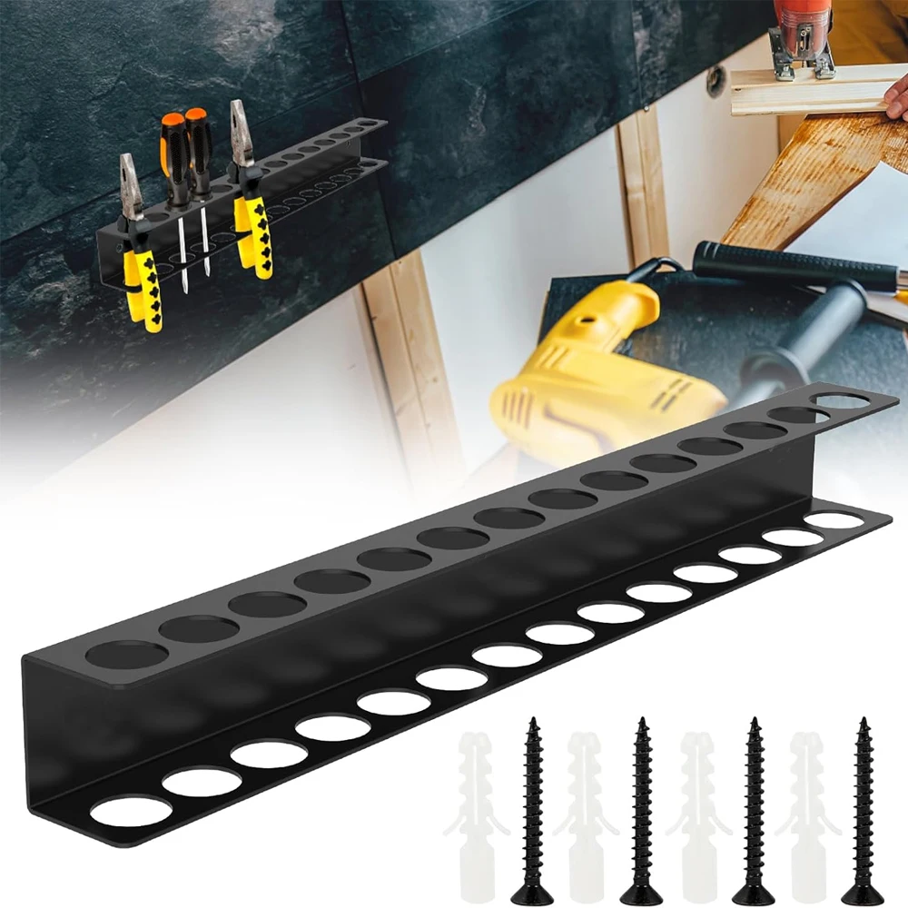 Pliers Holder Wall Mount Wall Mounted Tool, Screwdriver Organizer, 14 Holes Rustproof Screwdriver Rack, Pliers Organizer Storage