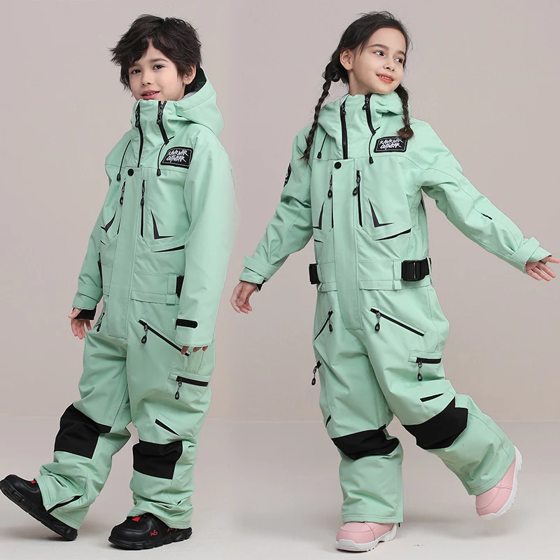 Children Ski Suit One Piece Boy Snow Sets Windproof Waterproof Warm Girl Jumpsuit Snowsuit Snowboard Skiing Suits Snow Clothes