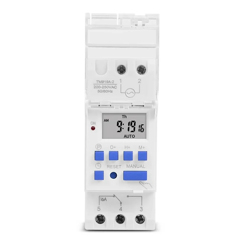 N15R-Programmable Digital Time Switch Relay Timer Control AC 220V 16A Din Rail Mount TM919A Timer Switch