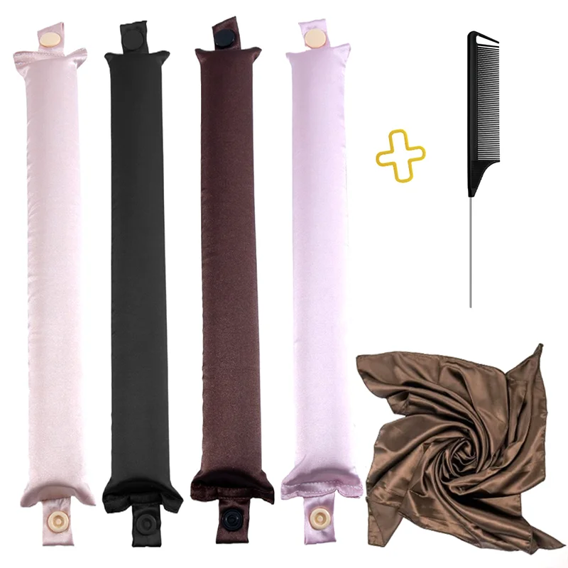 Heatless Curls Overnight Blowout Rods-6 Pcs No-Heat Hair Curler Set, Hair Rollers for Long with Bonnet for Sleeping