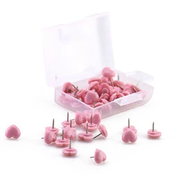 Heart shape 50pcs Plastic Quality Cork Board Safety Colored Push Pins Thumbtack Office School Accessories Supplies Pink