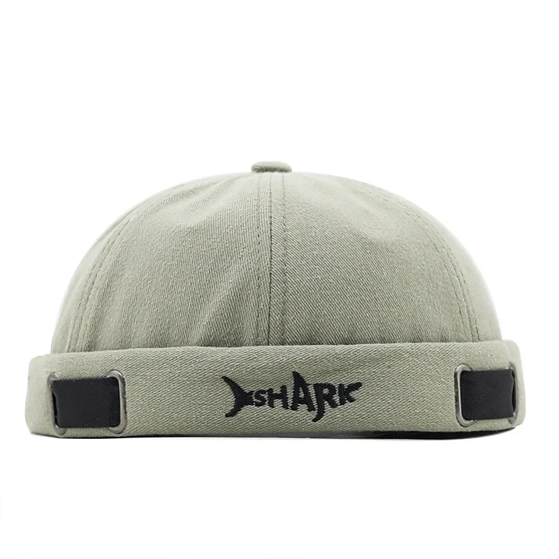 Fashionable Embroidered Brimless Hat Retro Hip-hop Men's Personalized Melon Skin Hat Adjustable Personalized Sailor Hat