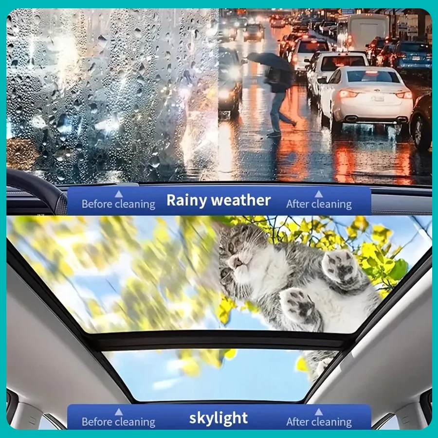 Car Glass Oil Film Remover Ryekew Paste Car Glass Film Remover Clear View Hydrophobic Windshield Car Window Waterproofing Agent