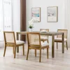 Farmhouse Rattan Dining Chairs Set of 6 Natural Wood Dining Room Chairs Rectangle Cane Country Kitchen Chairs Upholstered Wood D 2