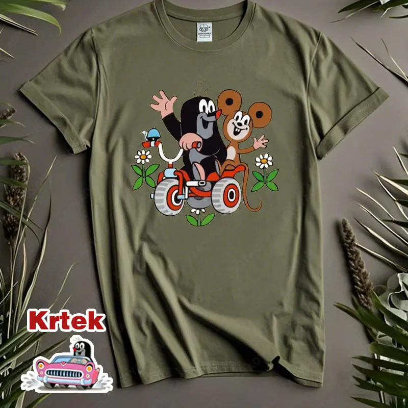 Couple The Mole Story Krtek Funny Printing TShirts 루즈 크루 넥 통기성 코튼 티셔츠 남성 여성 패션 캐주얼 카와이 탑스