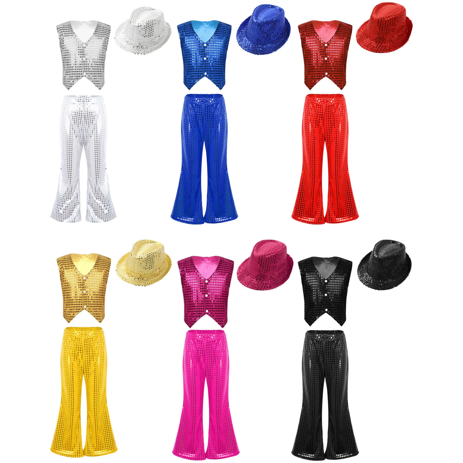 Gilet Con Paillettes Per Bambini: Senza Maniche, Scollo A V, Glitterato, Perfetto Per Feste, Danza Hip Hop E Jazz