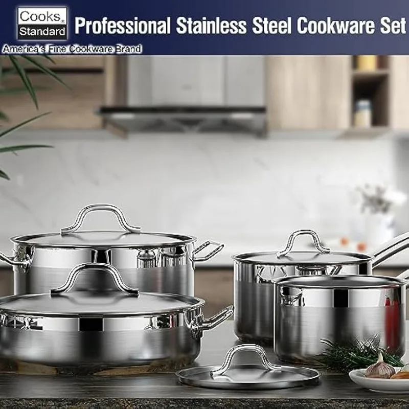German Technic Cooking Tools 8pc Of Stainless Steel Cookware Set Pots Set  Pots And Pans Cooking Pots Glass Cover Induction Base - Cookware Sets -  AliExpress