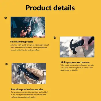 Folding Claw Hammer 12 In-1 Claw Multitool Pliers Hammer Portable Survival Gear For Exploring Camping Backpacking Hiking 3