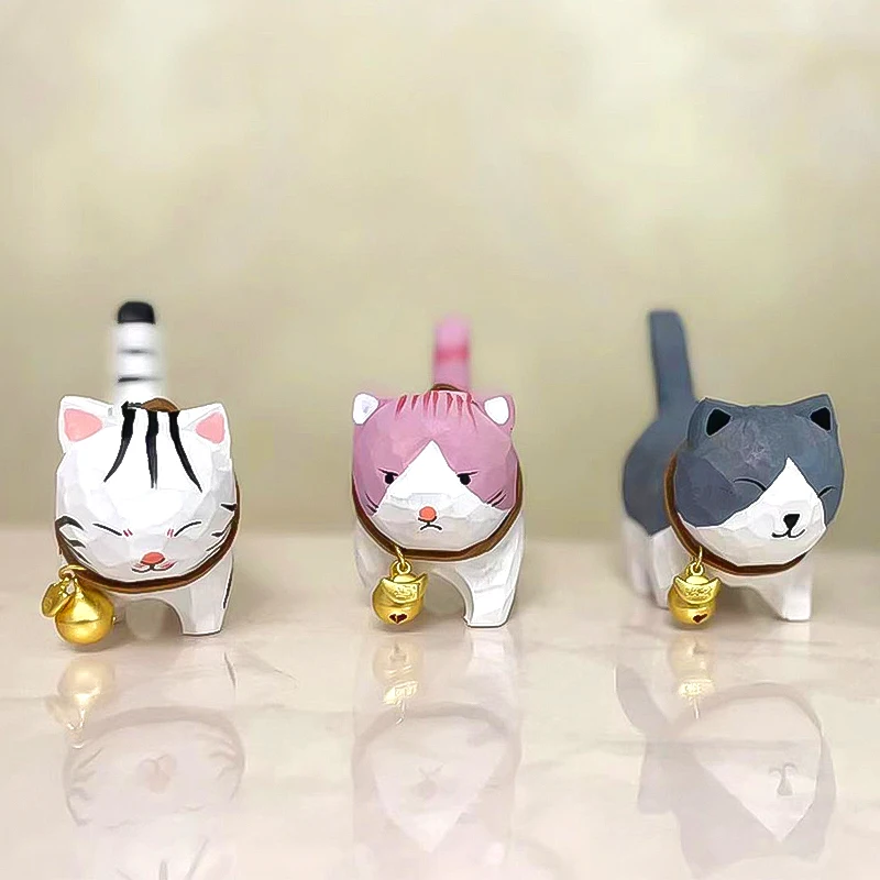 

1 шт., деревянная мини-статуэтка кошки ручной работы