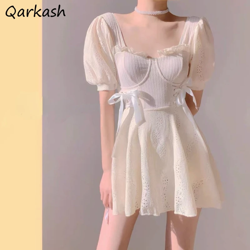 

Пляжная накидка для женщин с квадратным вырезом сексуальный бант Ulzzang для студентов милый праздничный винтажный удобный уютный летний купальник с вырезами шикарный