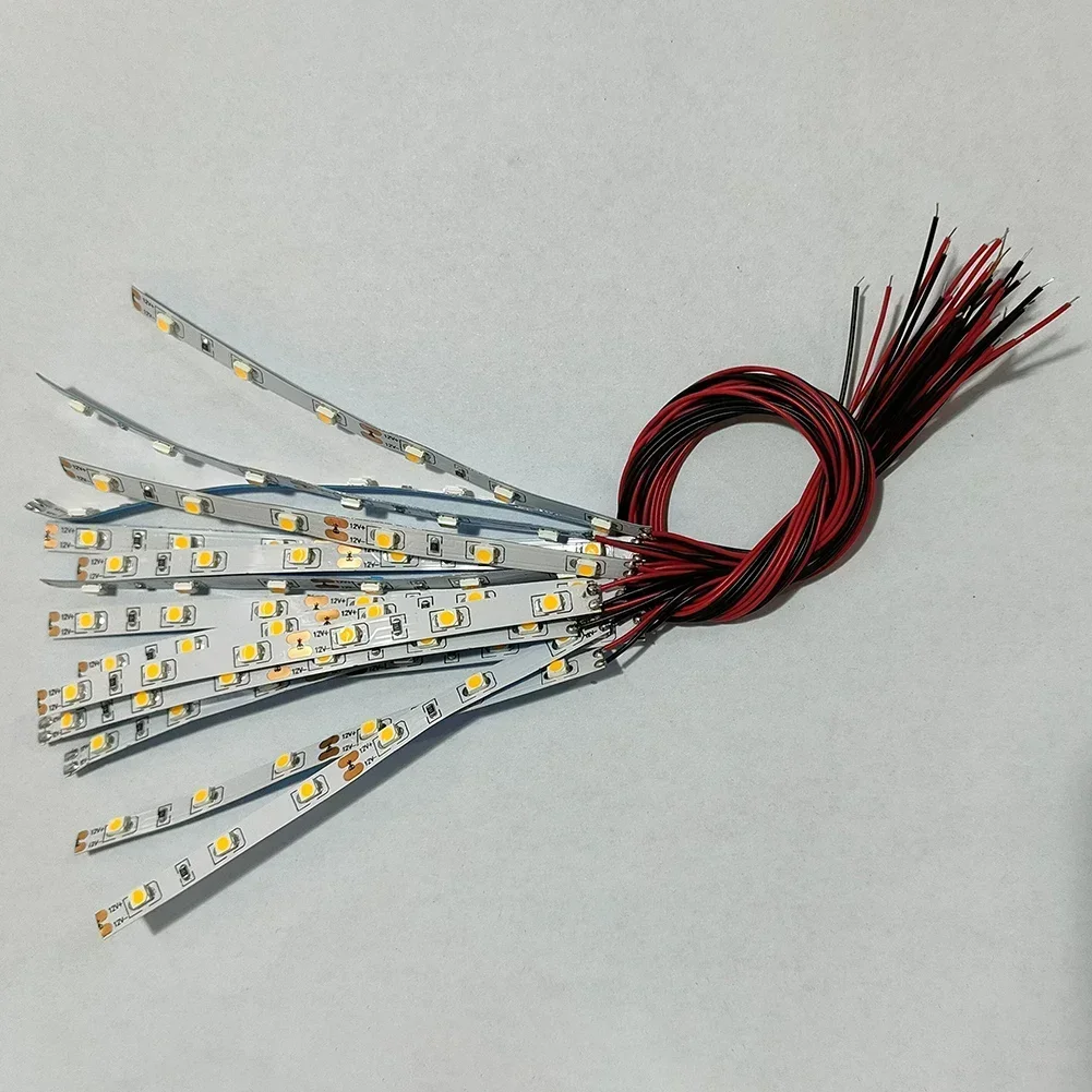10pcs Pre Wired White Strip 6 Led LED Light Self-adhesive Flexible 12V~18V Perfect For Railway & Building Layout 3