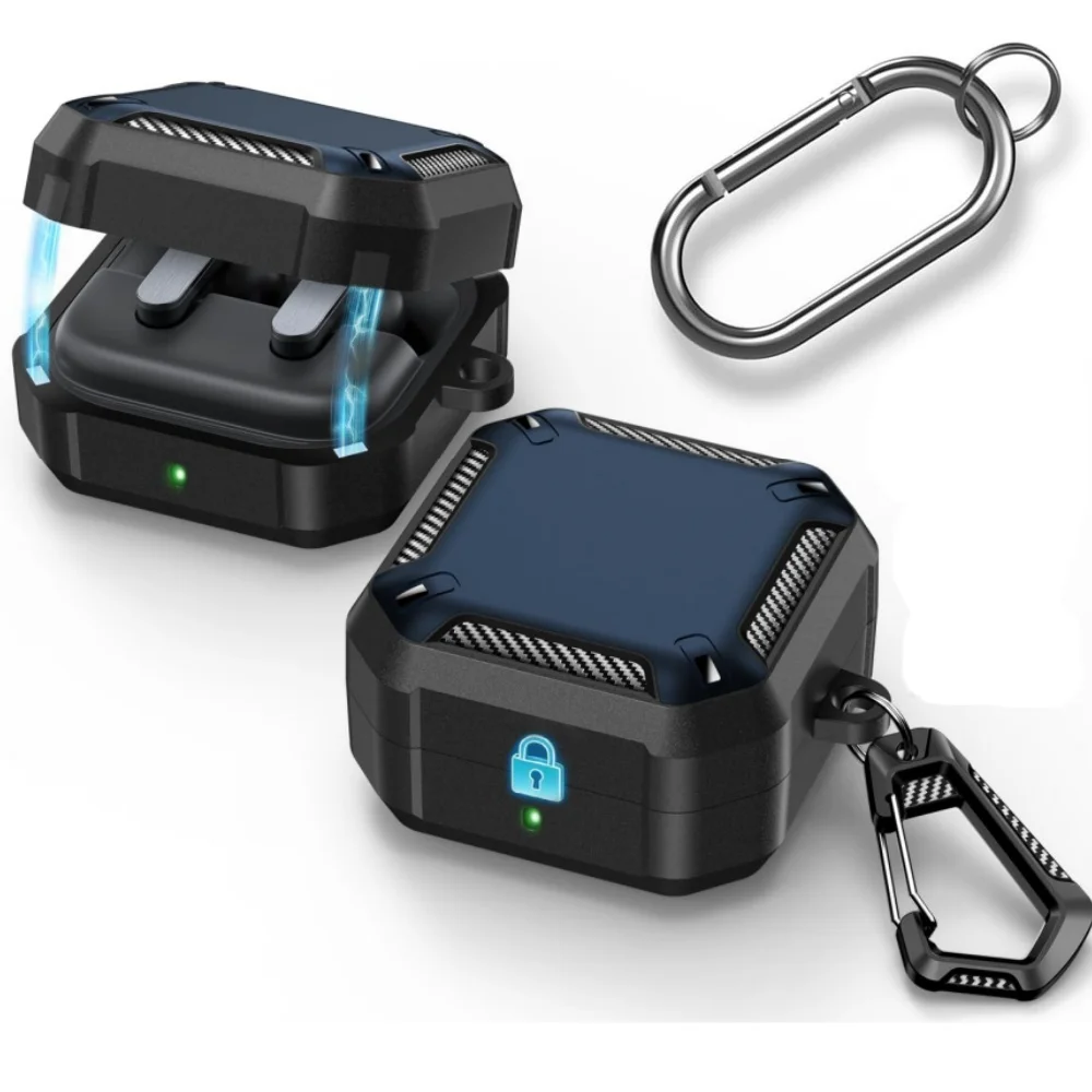 Earbuds Case with Magnetic Closure and Carbon Fiber Texture Design