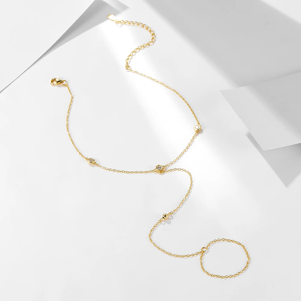 Boho Beach Anklet sterling silver gold plated jewelry Trendy Zircon chain for Women Girls