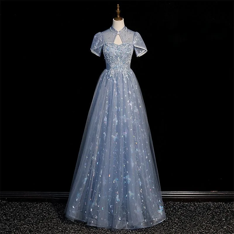 104 Women's evening dresses bride bridesmaid dresses blue dress skirt