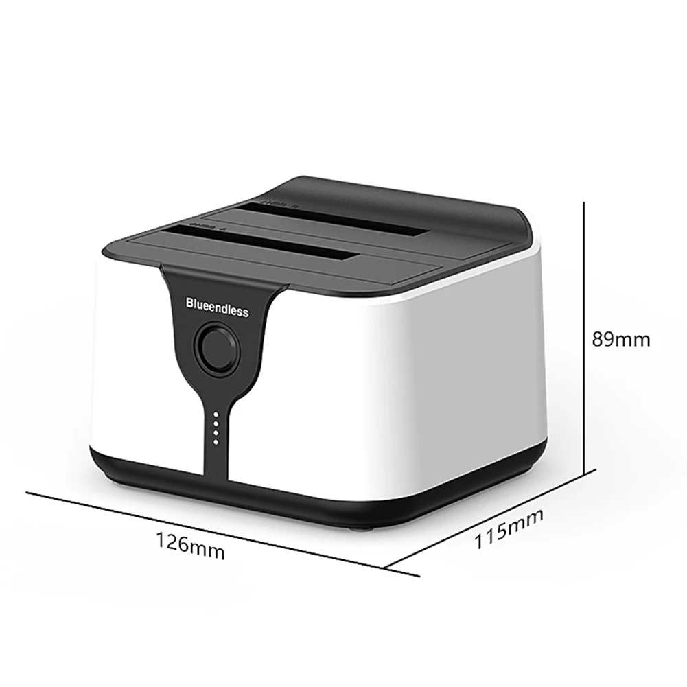 USB 3.0 SATA 듀얼 베이 외장 하드 드라이브 도킹 스테이션, 오프라인 복제 지원 하드 드라이브 스테이션 (12V 3A 전원 어댑터 포함)