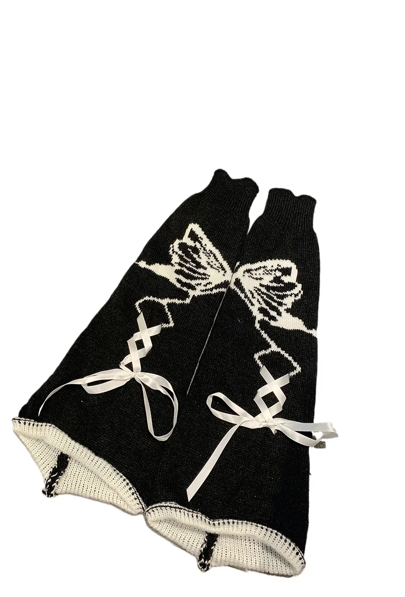 Y2K Girls Leg Warmers Fur Leg Warmers JK Girls Lolita Drawstring Five pointed Star Wide Leg Socks Set Subcultural Warm Socks