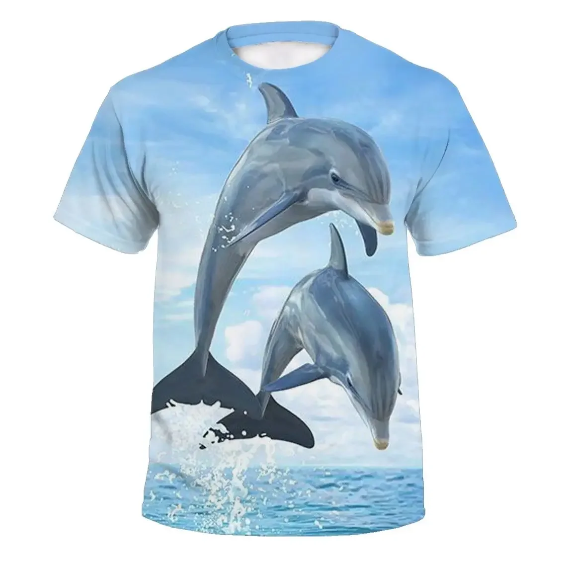 

2023 New Summer Men's T-shirt 3D Printed Dolphin Pattern Round Neck T-shirt Interesting Large Casual Trend Short-sleeved Top