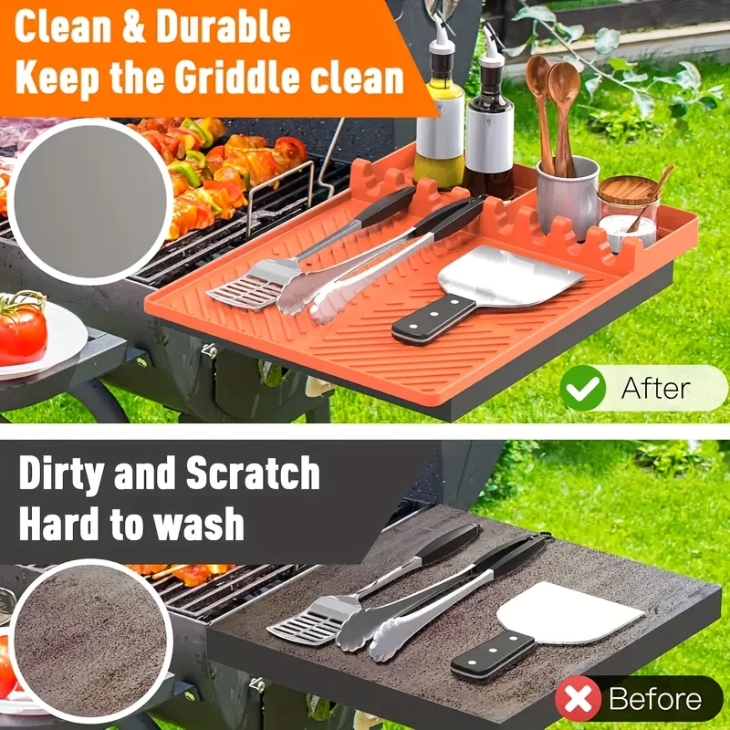 Silicone Grill Side Shelf Mat with Drip Tray 5