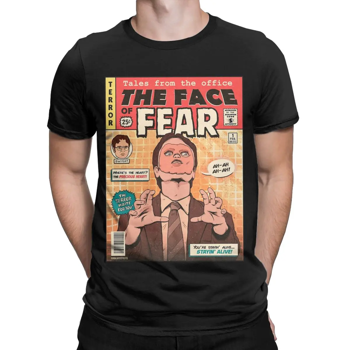 Men T-Shirts The Office Face Fear Dwight Fun Pure Cotton Tees Short Sleeve T Shirt Round Collar Clothes New Arrival - 2