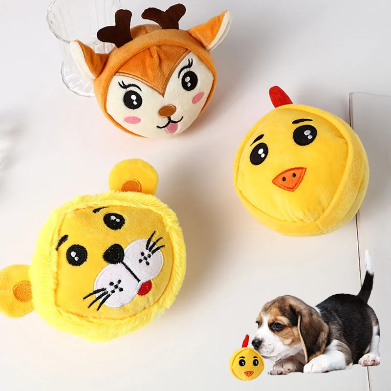 

Puppy Dog Plush Squeaky Toys for Small Medium Dogs Bone Aggressive Chewers Bite Resistant Cleaning Teeth Puppy Accessories