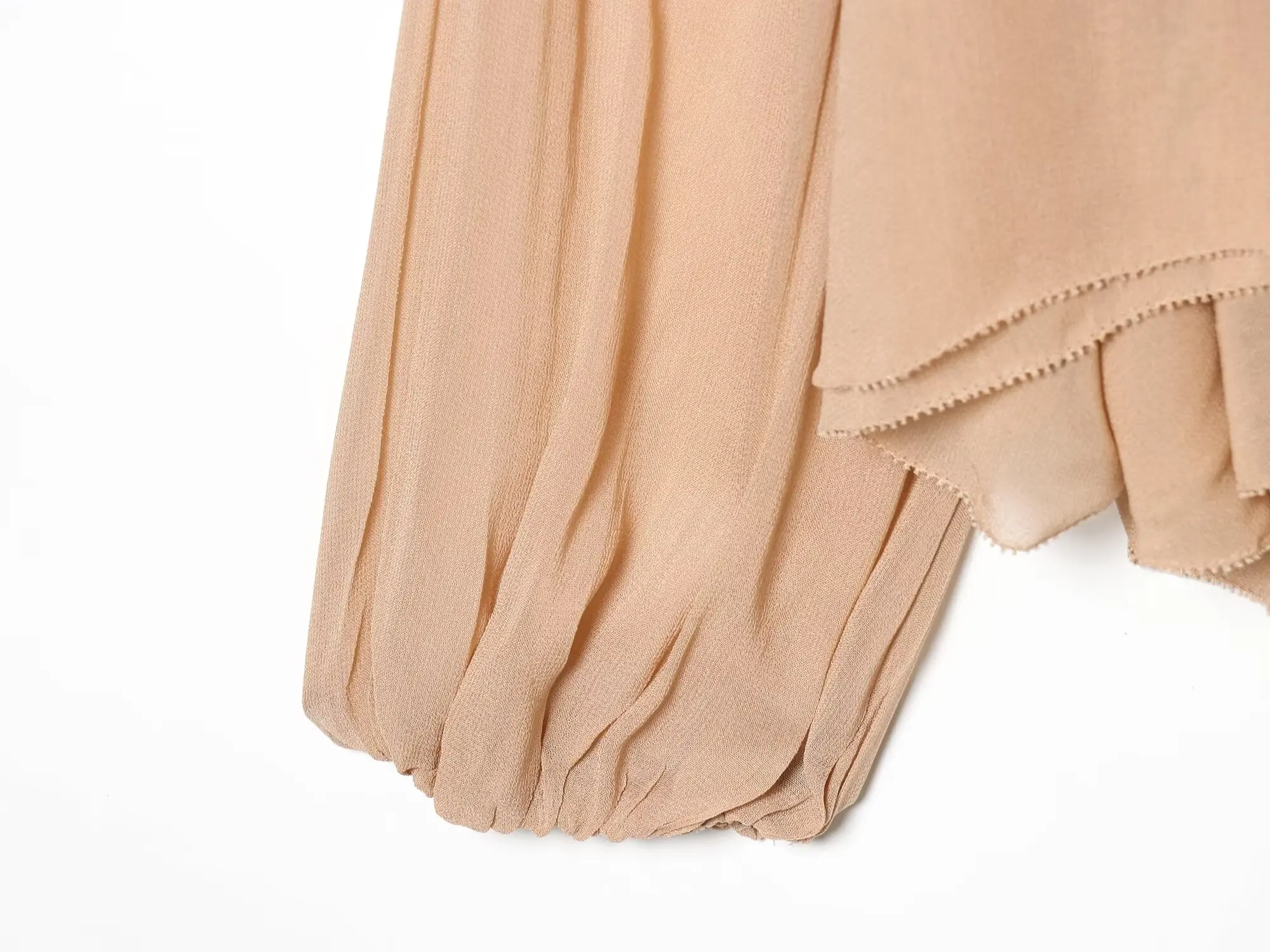 KONDALA Elegantes Lässiges Chiffon-Hemd für Damen Trendiges Süßes Hemd mit Schnürkragen und Plissiertem Saum Neu 2026 Frühling Sommer Schicke Urlaubstopps – Detail 8