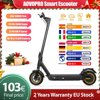 2026 Aggiorna AOVOPRO TX01 Smart APP Scooter elettrico 350W/500W Motore potente 36V25-45KM Gamma Adulti EScooter con doppio freno