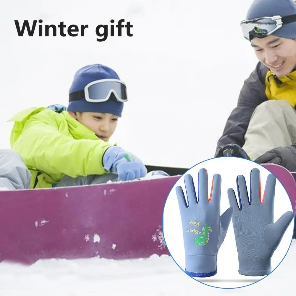 Winddichte, wasserabweisende Kinder-Fahrradhandschuhe mit Cartoon-Print und Fleece-Futter, Outdoor-Thermo für den Winter_voghion.com