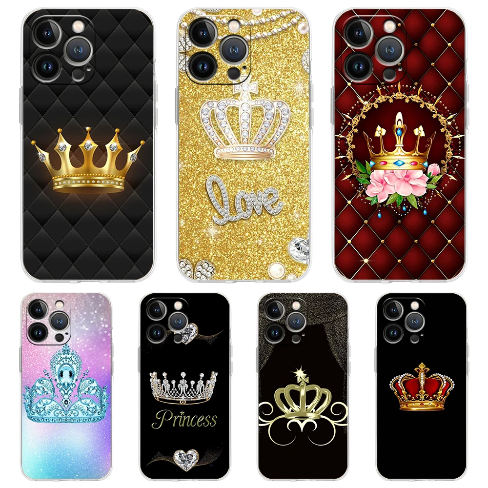 Diamond Crown Transparent Soft Phone Case - Elegant and Durable Protection